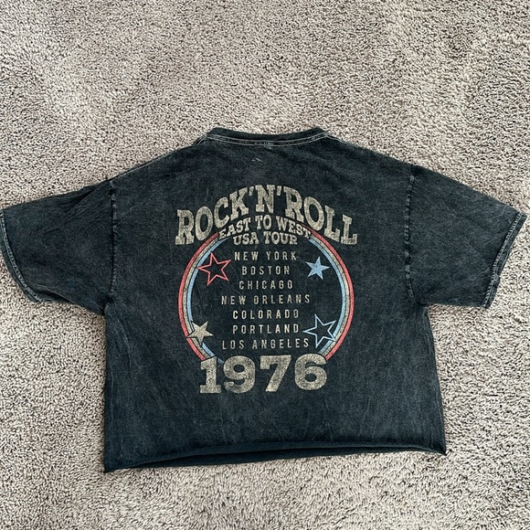 Fifth Sun Rock N Roll 1976 vintage style crop top with eagle easy to west tour - Picture 3 of 10